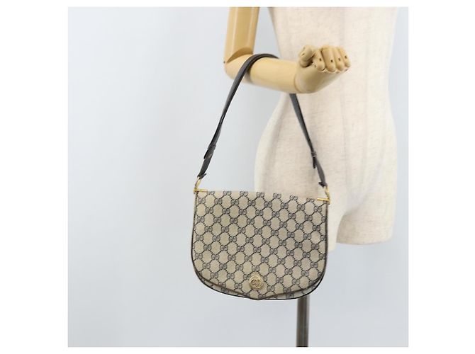 Gucci Borsa a Spalla GG Supreme PVC Navy Gold Auth ka3065 D'oro Blu navy - vista 24