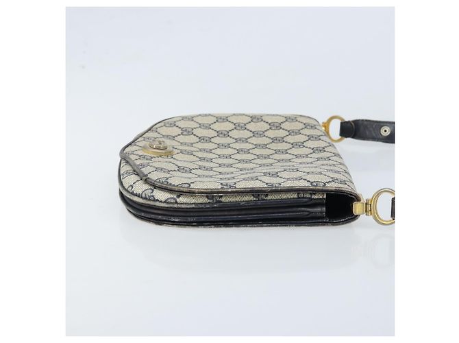 Gucci Borsa a Spalla GG Supreme PVC Navy Gold Auth ka3065 D'oro Blu navy - vista 4