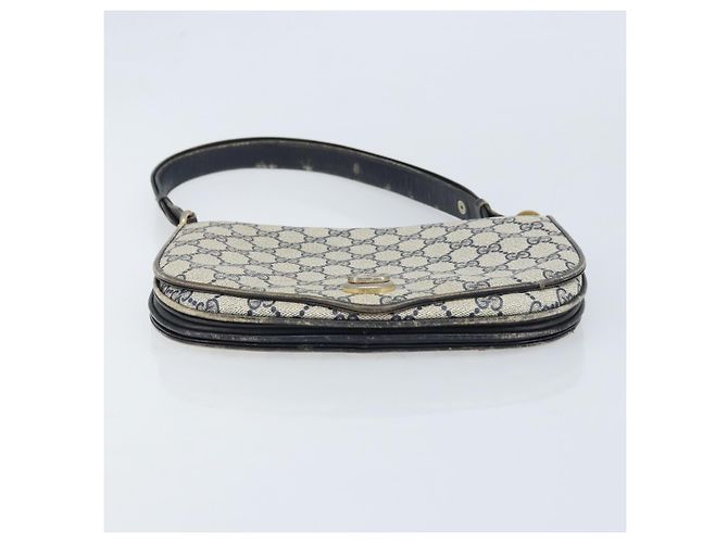 Gucci Borsa a Spalla GG Supreme PVC Navy Gold Auth ka3065 D'oro Blu navy - vista 9