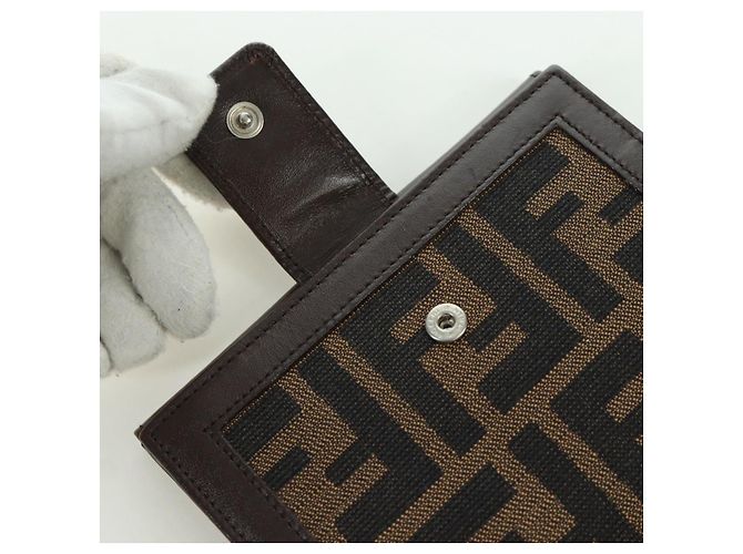 FENDI Zucca Canvas Trifold Wallet Black Brown Auth am11005V - view 12