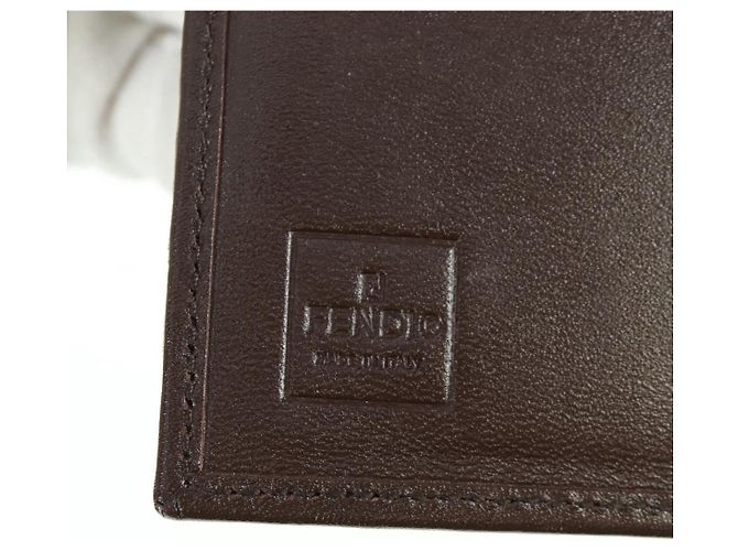 FENDI Zucca Canvas Trifold Wallet Black Brown Auth am11005V - view 16