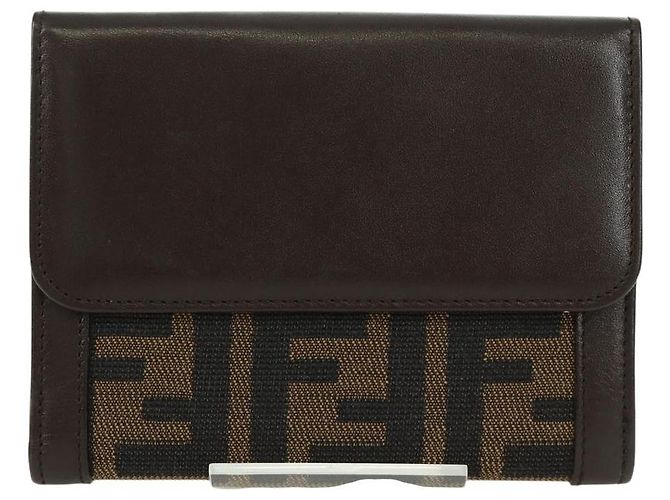 FENDI Zucca Canvas Trifold Wallet Black Brown Auth am11005V - view 2