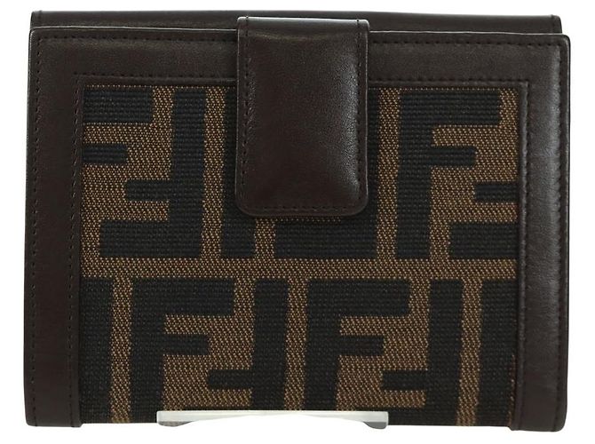 FENDI Zucca Canvas Trifold Wallet Black Brown Auth am11005V - view 3