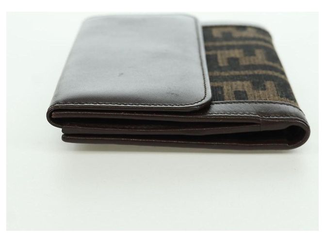FENDI Zucca Canvas Trifold Wallet Black Brown Auth am11005V - view 4