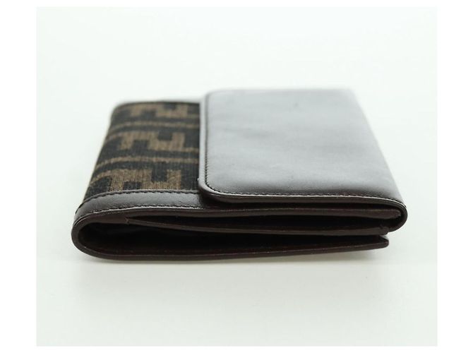 FENDI Zucca Canvas Trifold Wallet Black Brown Auth am11005V - view 5