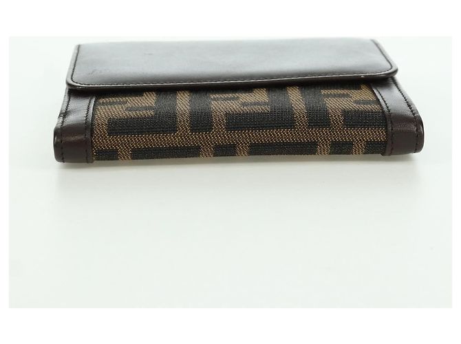 FENDI Zucca Canvas Trifold Wallet Black Brown Auth am11005V - view 7
