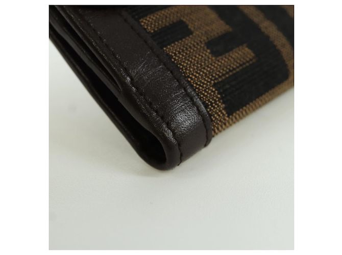 FENDI Zucca Canvas Trifold Wallet Black Brown Auth am11005V - view 8