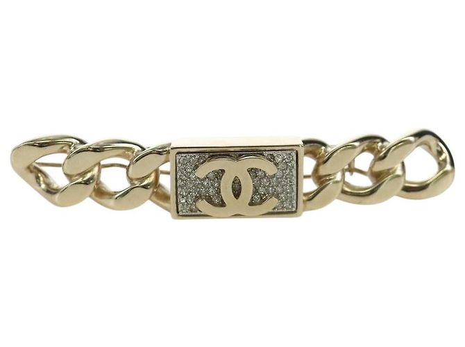 CHANEL Fermaglio per Capelli Valletta metallo Oro Champagne CC Auth LNZ846M D'oro - vista 2