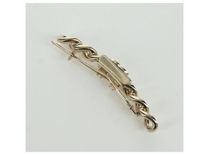 CHANEL Fermaglio per Capelli Valletta metallo Oro Champagne CC Auth LNZ846M D'oro - vista 7