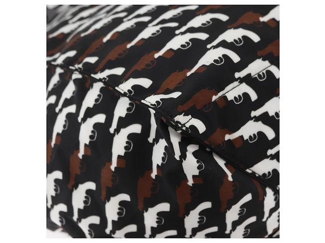 Borsa a mano PRADA in nylon nero e bianco Auth bs33981 - vista 12