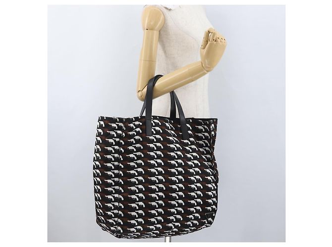 Borsa a mano PRADA in nylon nero e bianco Auth bs33981 - vista 23
