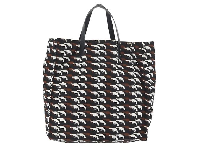 Borsa a mano PRADA in nylon nero e bianco Auth bs33981 - vista 3
