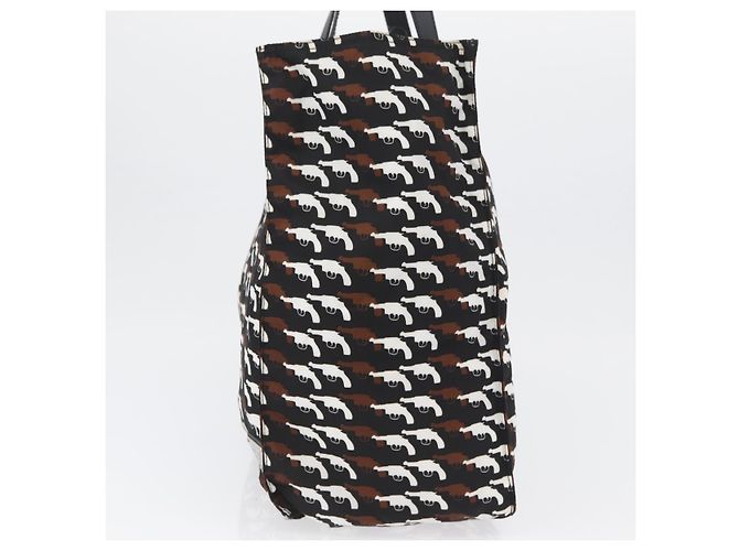 Borsa a mano PRADA in nylon nero e bianco Auth bs33981 - vista 4
