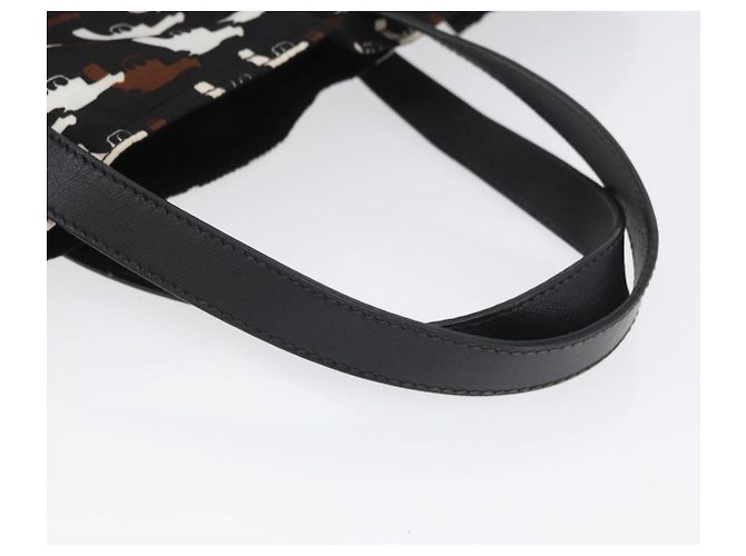 Borsa a mano PRADA in nylon nero e bianco Auth bs33981 - vista 7