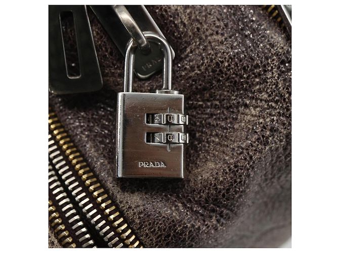 PRADA Borsa a mano in pelle viola argento Auth mr2128 D'oro Porpora - vista 14