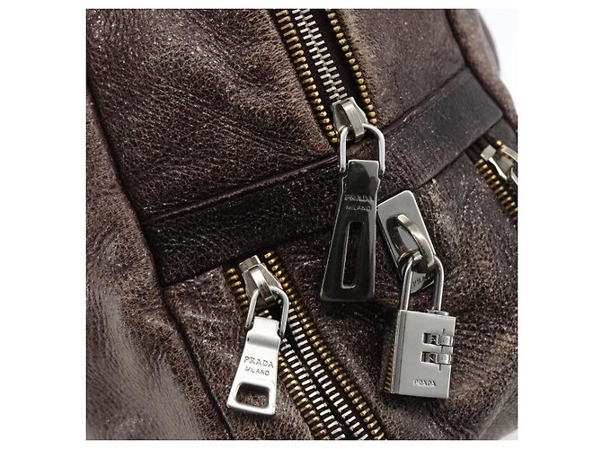 PRADA Borsa a mano in pelle viola argento Auth mr2128 D'oro Porpora - vista 15