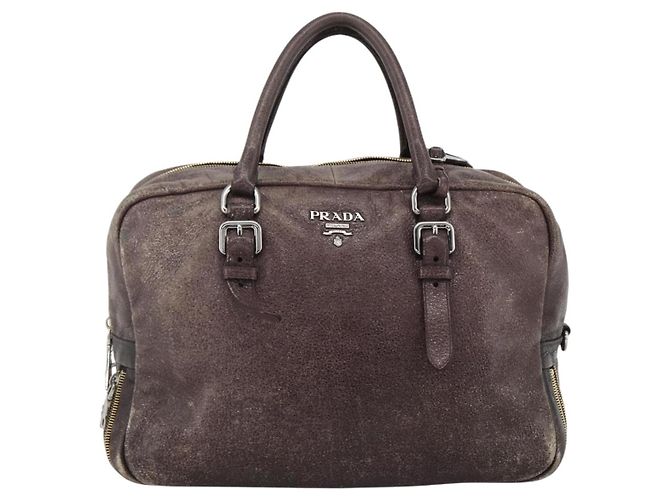 PRADA Borsa a mano in pelle viola argento Auth mr2128 D'oro Porpora - vista 2