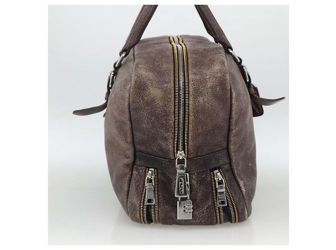 PRADA Borsa a mano in pelle viola argento Auth mr2128 D'oro Porpora - vista 4