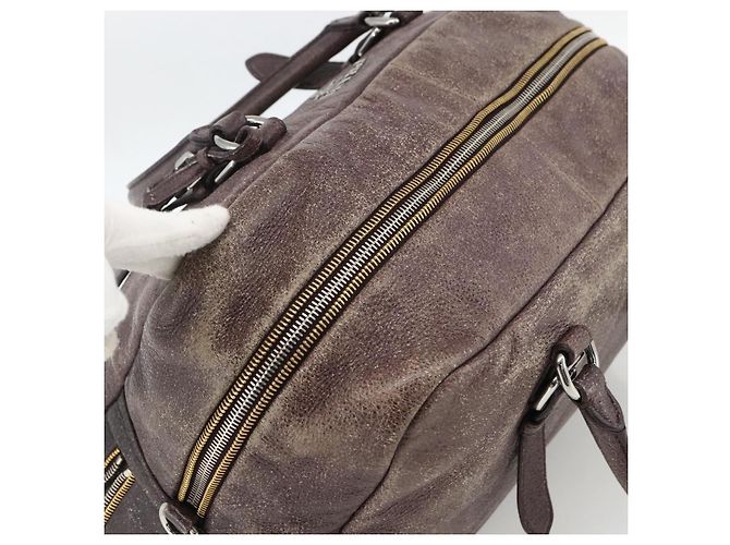 PRADA Borsa a mano in pelle viola argento Auth mr2128 D'oro Porpora - vista 6