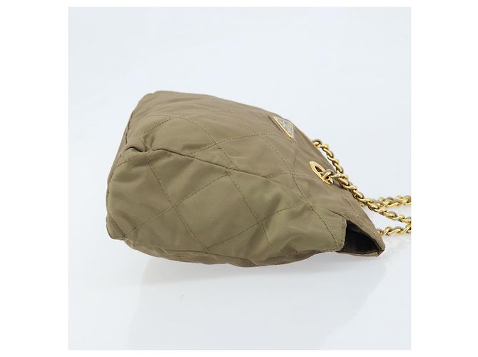 Borsa a Spalla con Catena Prada in Nylon Beige Oro Auth bs34053 D'oro - vista 4