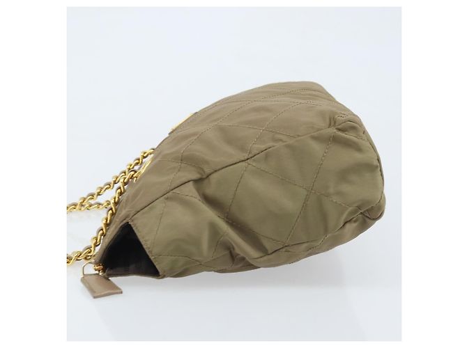 Borsa a Spalla con Catena Prada in Nylon Beige Oro Auth bs34053 D'oro - vista 5
