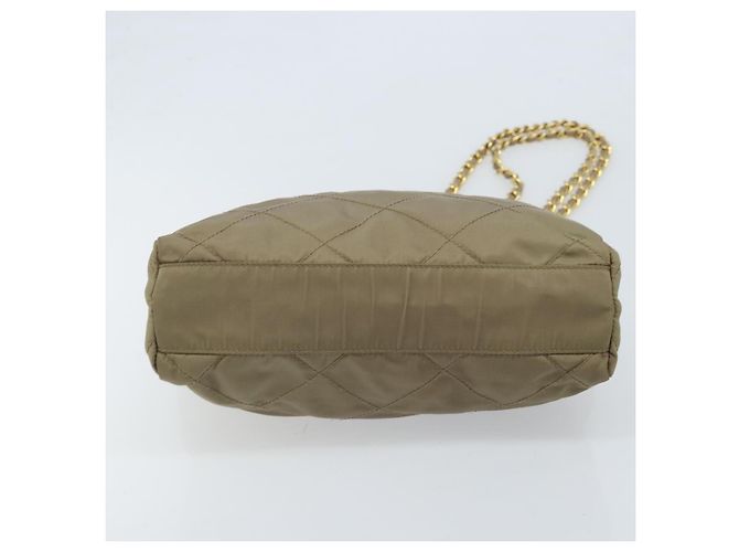 Borsa a Spalla con Catena Prada in Nylon Beige Oro Auth bs34053 D'oro - vista 9