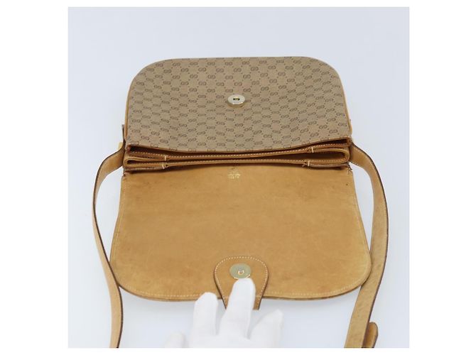 Gucci Borsa a Spalla Micro GG Supreme PVC Beige Oro 406 001 1780 Auth 174107 D'oro - vista 16
