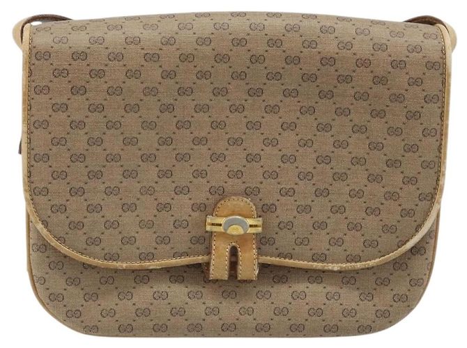 Gucci Borsa a Spalla Micro GG Supreme PVC Beige Oro 406 001 1780 Auth 174107 D'oro - vista 2