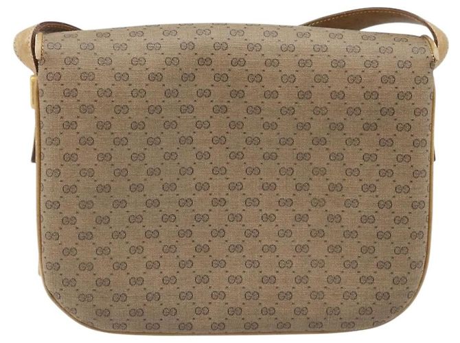 Gucci Borsa a Spalla Micro GG Supreme PVC Beige Oro 406 001 1780 Auth 174107 D'oro - vista 3