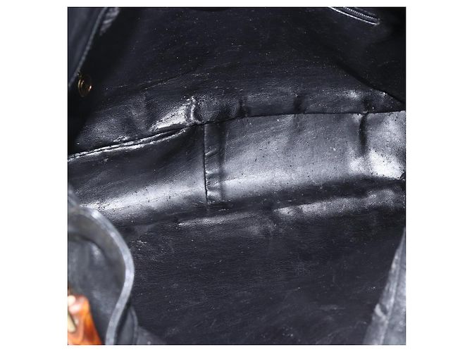 Borsa a spalla Gucci Bamboo in pelle 2 in 1 Nero Oro 001 200182 1577 Auth BA11211 D'oro - vista 17