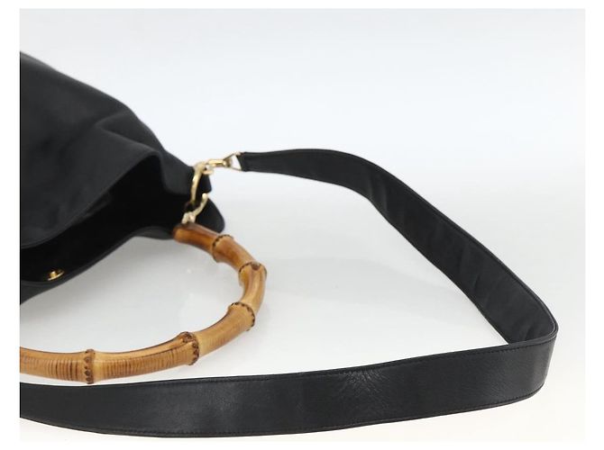 Borsa a spalla Gucci Bamboo in pelle 2 in 1 Nero Oro 001 200182 1577 Auth BA11211 D'oro - vista 9