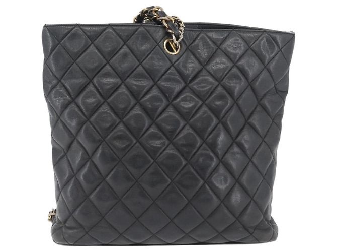 CHANEL Borsa a Spalla Matelassé in Pelle di Agnello Nera Oro CC Auth ARZ445 Nero D'oro - vista 2