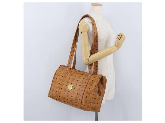 Borsa Tote Vicetos Logogram MCM in pelle PVC marrone e oro Auth 174495 D'oro - vista 22