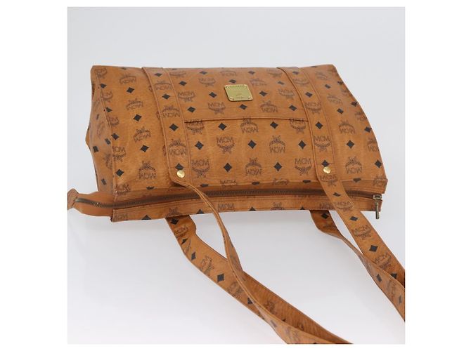Borsa Tote Vicetos Logogram MCM in pelle PVC marrone e oro Auth 174495 D'oro - vista 6