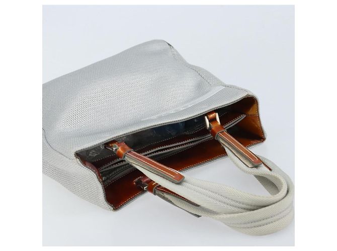 Borsa sportiva PRADA in nylon argento Auth BSZ195 - vista 6