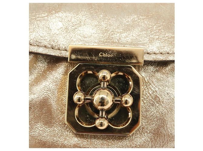 Chloé Borsa a mano in pelle Chloe Elsie 2 vie oro Auth 170081 D'oro - vista 16