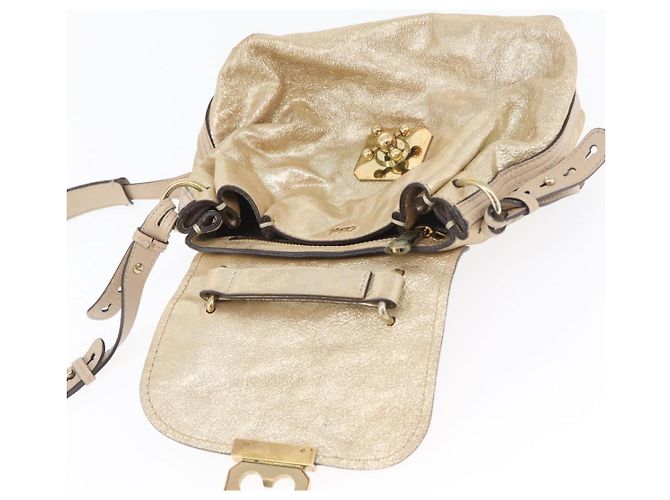 Chloé Borsa a mano in pelle Chloe Elsie 2 vie oro Auth 170081 D'oro - vista 17