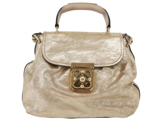 Chloé Borsa a mano in pelle Chloe Elsie 2 vie oro Auth 170081 D'oro - vista 2