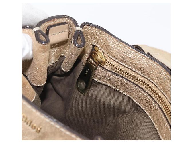 Chloé Borsa a mano in pelle Chloe Elsie 2 vie oro Auth 170081 D'oro - vista 22