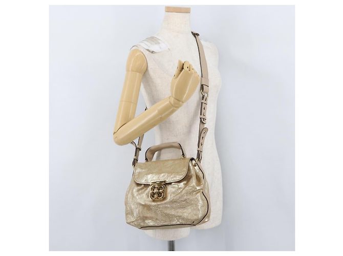 Chloé Borsa a mano in pelle Chloe Elsie 2 vie oro Auth 170081 D'oro - vista 25