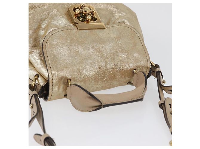 Chloé Borsa a mano in pelle Chloe Elsie 2 vie oro Auth 170081 D'oro - vista 6