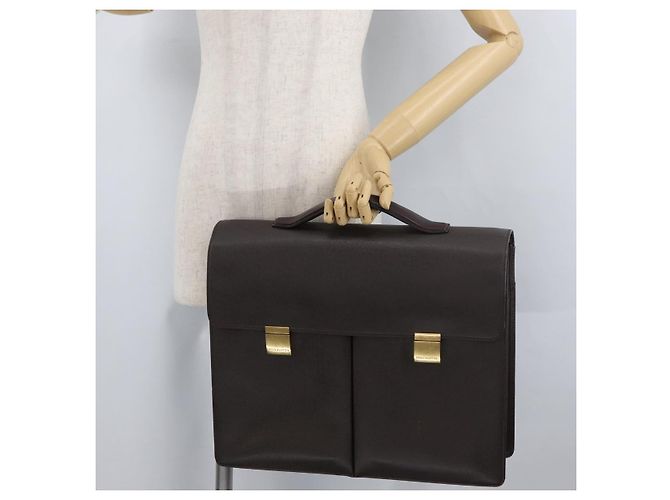 LOUIS VUITTON Taiga Serviette Kazan Borsa da Lavoro Acajou M30806 LV Auth BSZ234 Marrone - vista 26