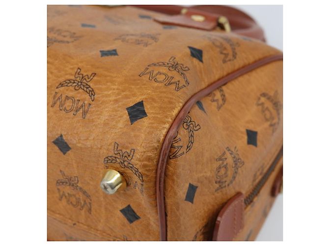 MCM Vicetos Logogram Borsa a Mano in Pelle PVC Marrone Oro Auth BSZ338 D'oro - vista 10