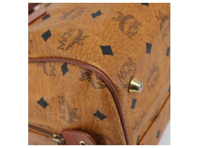 MCM Vicetos Logogram Borsa a Mano in Pelle PVC Marrone Oro Auth BSZ338 D'oro - vista 11