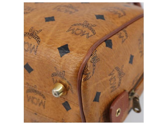 MCM Vicetos Logogram Borsa a Mano in Pelle PVC Marrone Oro Auth BSZ338 D'oro - vista 12