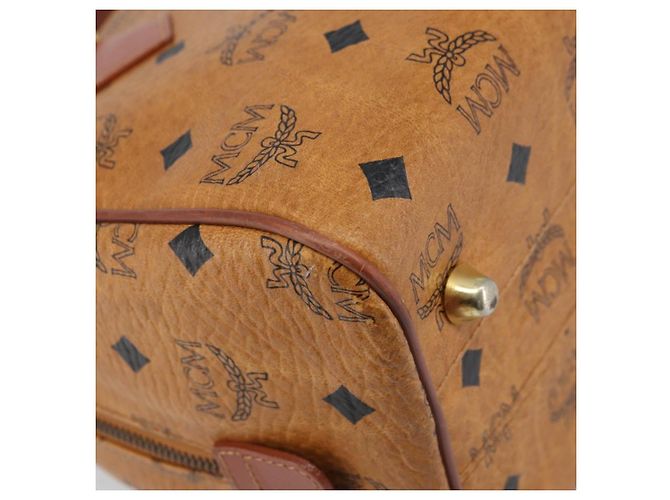 MCM Vicetos Logogram Borsa a Mano in Pelle PVC Marrone Oro Auth BSZ338 D'oro - vista 13