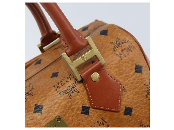 MCM Vicetos Logogram Borsa a Mano in Pelle PVC Marrone Oro Auth BSZ338 D'oro - vista 14