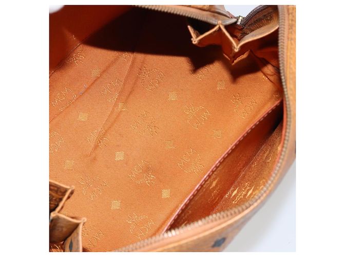 MCM Vicetos Logogram Borsa a Mano in Pelle PVC Marrone Oro Auth BSZ338 D'oro - vista 17