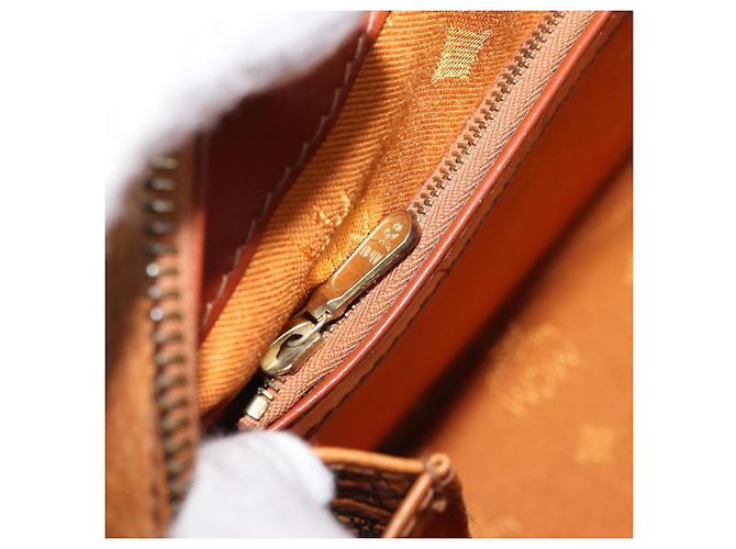 MCM Vicetos Logogram Borsa a Mano in Pelle PVC Marrone Oro Auth BSZ338 D'oro - vista 20