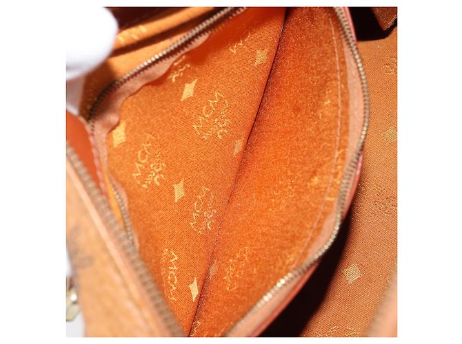 MCM Vicetos Logogram Borsa a Mano in Pelle PVC Marrone Oro Auth BSZ338 D'oro - vista 21